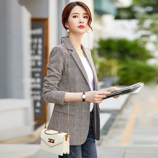 women's suits & blazers 2021 spring and autumn style fried street plaid suit jacket women's casual all-match korean top, White;black
women's suits & blazers 2021 spring and autumn style fried street plaid suit jacket women's casual all-match korean top, White;black