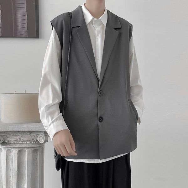 men's vests sleeveless suit vest loose black gray jacket outer wear casual clothes fashion japanese trend spring summer plus size, Black;white
men's vests sleeveless suit vest loose black gray jacket outer wear casual clothes fashion japanese trend spring summer plus size, Black;white