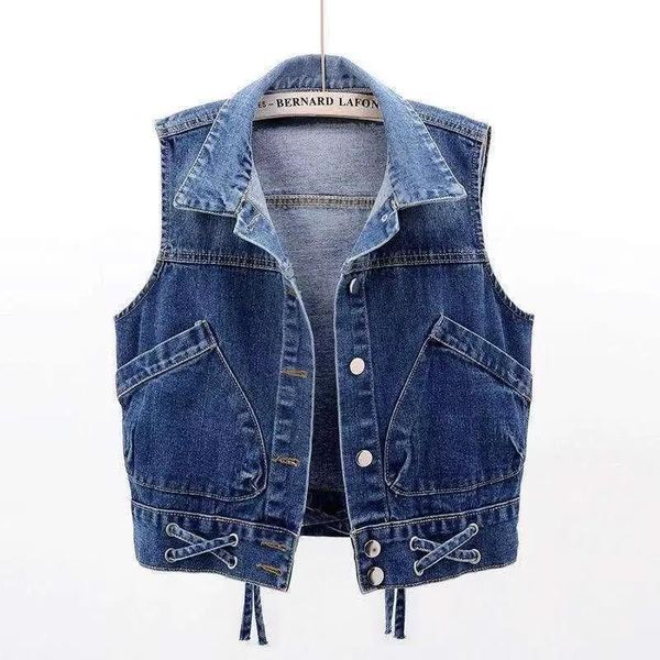 women's vests denim vest spring autumn 2021 korean the wild bandage waistcoat jacket slim cardigan short button, Black;white
women's vests denim vest spring autumn 2021 korean the wild bandage waistcoat jacket slim cardigan short button, Black;white