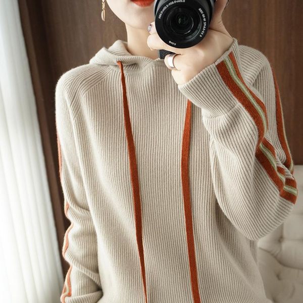 women's sweaters lhzsyy 100% pure wool cashmere woman sweater autumn and winter thick hooded collar pullover casual knitted jacket, White;black
women's sweaters lhzsyy 100% pure wool cashmere woman sweater autumn and winter thick hooded collar pullover casual knitted jacket, White;black