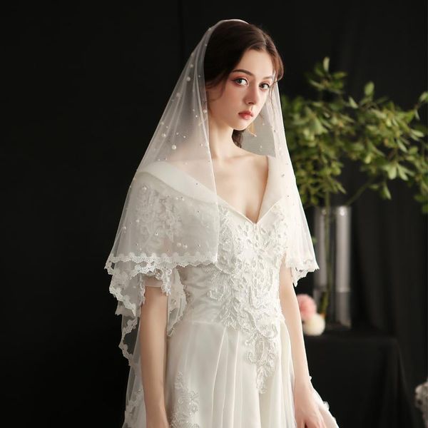 bridal veils elegant simple elbow length veil soft tulle lace edge beading pearls headdress for wedding travel studio po prop v650, Black
bridal veils elegant simple elbow length veil soft tulle lace edge beading pearls headdress for wedding travel studio po prop v650, Black