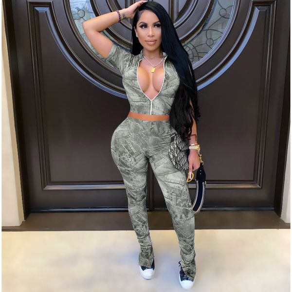 fashion denim printed two piece set women short sleeve zip up crop and split stacked pants tracksuit d46-ch36, White
fashion denim printed two piece set women short sleeve zip up crop and split stacked pants tracksuit d46-ch36, White