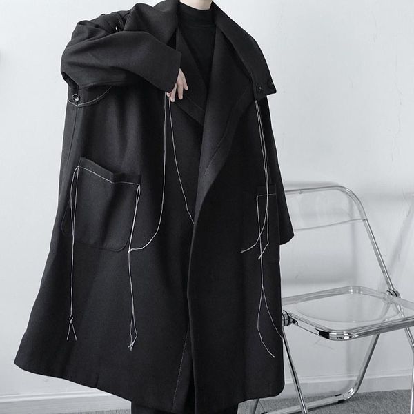 men's wool & blends designers fashionable su bat sleeve woolen trench coat super loose silhouette large size overcoat fashion, Black
men's wool & blends designers fashionable su bat sleeve woolen trench coat super loose silhouette large size overcoat fashion, Black