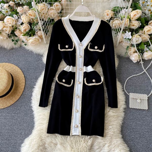 2021 new autumn winter korean knitted sweater es single-breasted pocket women slim sheath bodycon casual mini robe femme rx41, Black;gray
2021 new autumn winter korean knitted sweater es single-breasted pocket women slim sheath bodycon casual mini robe femme rx41, Black;gray