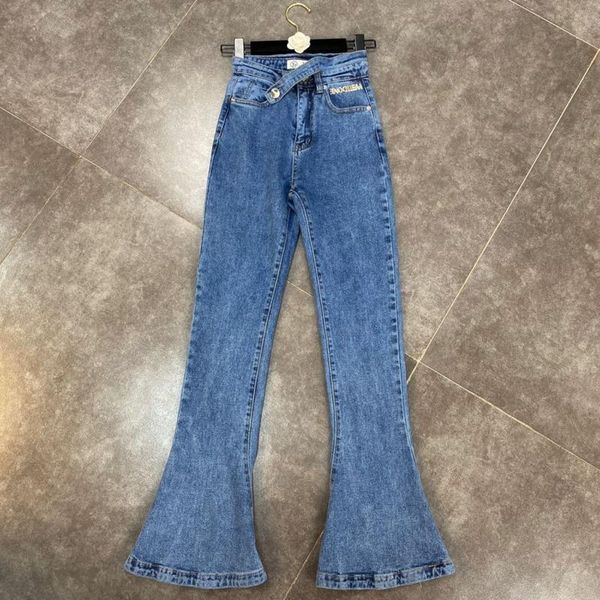 women's jeans deat 2021 spring arrivals solid color high irregular waist with button slim fashion flare pants mz766, Blue
women's jeans deat 2021 spring arrivals solid color high irregular waist with button slim fashion flare pants mz766, Blue