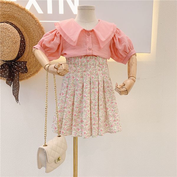2021 summer children girl ruffles collar puff sleeve shirt high waist floral pleated skirt 2pcs girls clothing set, White
2021 summer children girl ruffles collar puff sleeve shirt high waist floral pleated skirt 2pcs girls clothing set, White