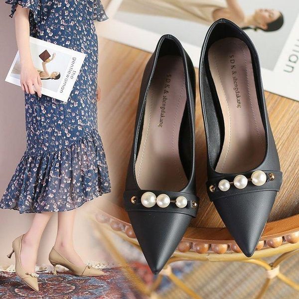 dress shoes women's high heels stiletto heel 2021 spring fashion casual pointed pearl pumps, Black
dress shoes women's high heels stiletto heel 2021 spring fashion casual pointed pearl pumps, Black