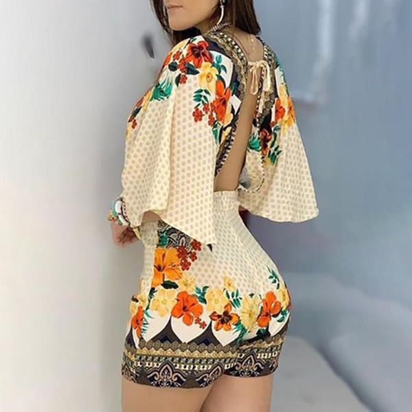 women's jumpsuit casual summer floral printed playsuit women rompers 3/4 sleeve backless playsuit women clothes, Black;white
women's jumpsuit casual summer floral printed playsuit women rompers 3/4 sleeve backless playsuit women clothes, Black;white