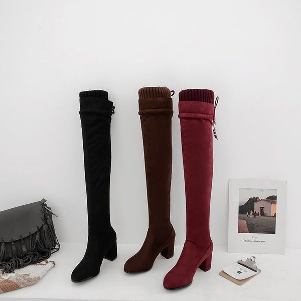 boots women over the knee elastic high heel winter thigh slim fashion round head stretch lace long ladies, Black
boots women over the knee elastic high heel winter thigh slim fashion round head stretch lace long ladies, Black