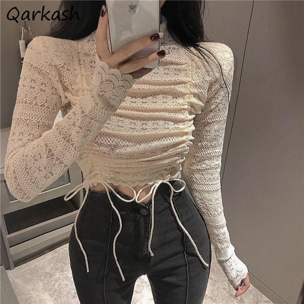 women's blouses & shirts women autumn see-through club solid female slim retro crops lace ulzzang all-match streetwear blusas mujer, White
women's blouses & shirts women autumn see-through club solid female slim retro crops lace ulzzang all-match streetwear blusas mujer, White
