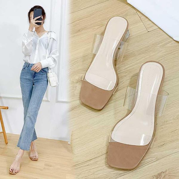 sandals transparent one line high heeled shoes thick summer fairy style 2021 women's slippers with crystal heel, Black
sandals transparent one line high heeled shoes thick summer fairy style 2021 women's slippers with crystal heel, Black