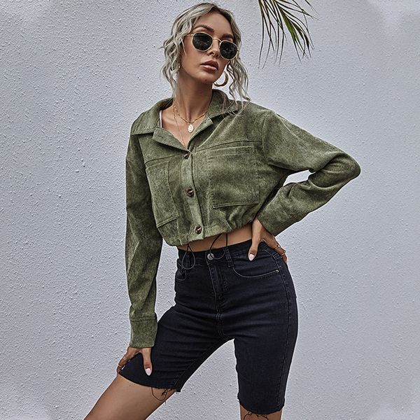 2021 extra short women new autumn winter single breasted streetwear pocket full sleeve jacket coat army green dqlu, Black;brown
2021 extra short women new autumn winter single breasted streetwear pocket full sleeve jacket coat army green dqlu, Black;brown