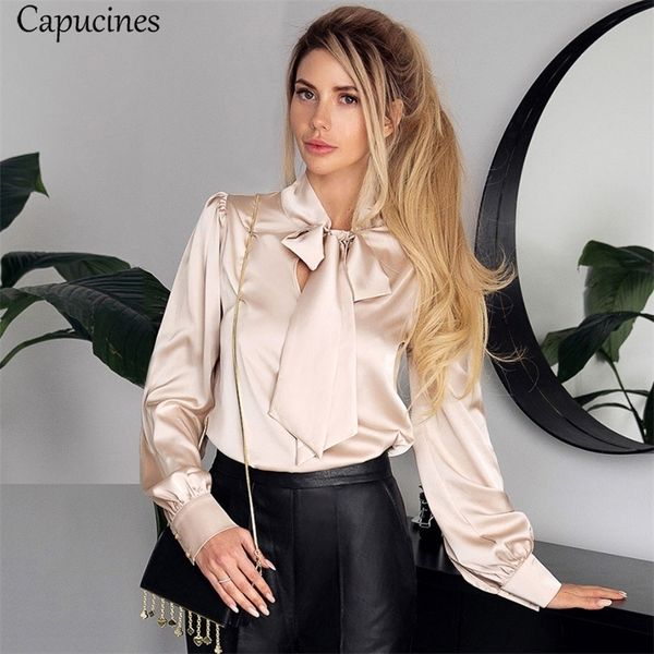 fashion bow tie imitation silk blouses women spring autumn long sleeves satin shirt korean chic solid office lady work wear 210225, White
fashion bow tie imitation silk blouses women spring autumn long sleeves satin shirt korean chic solid office lady work wear 210225, White