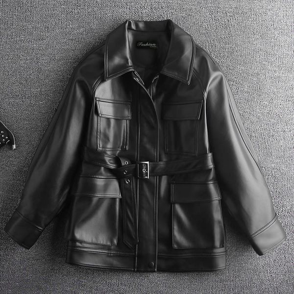 spring autumn female turn-down collar long-sleeved suit loose black minimalist zipper lace up pu leather coat 8y752, Black;brown
spring autumn female turn-down collar long-sleeved suit loose black minimalist zipper lace up pu leather coat 8y752, Black;brown