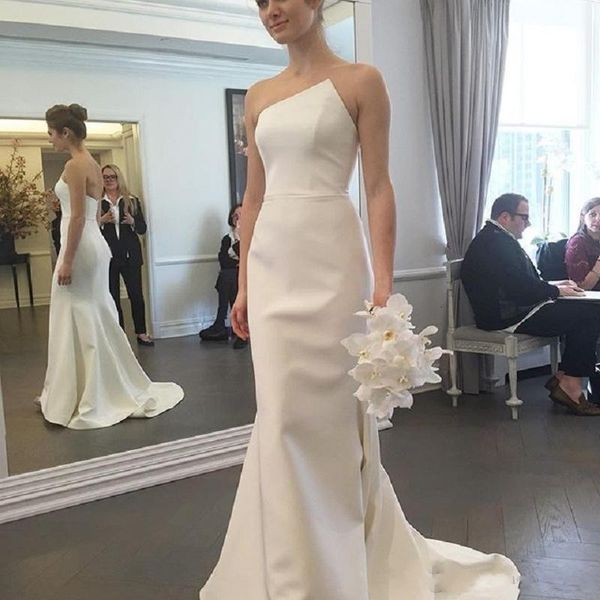 2021 simple mermaid beach wedding es strapless long satin backless bridal new designer vestidos de novia 6jce, White
2021 simple mermaid beach wedding es strapless long satin backless bridal new designer vestidos de novia 6jce, White
