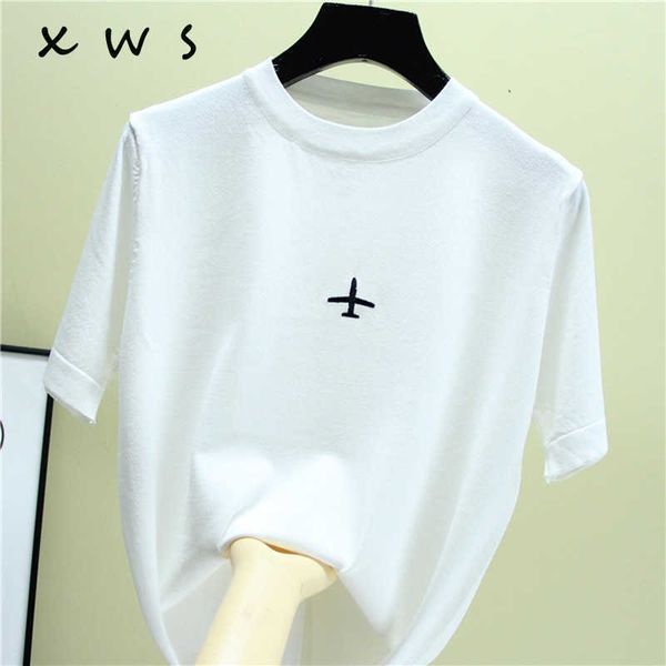 summer sweater women short sleeve o neck embroidery knit thin sweater and pullover loose casual female sweater oversize 210604, White;black
summer sweater women short sleeve o neck embroidery knit thin sweater and pullover loose casual female sweater oversize 210604, White;black