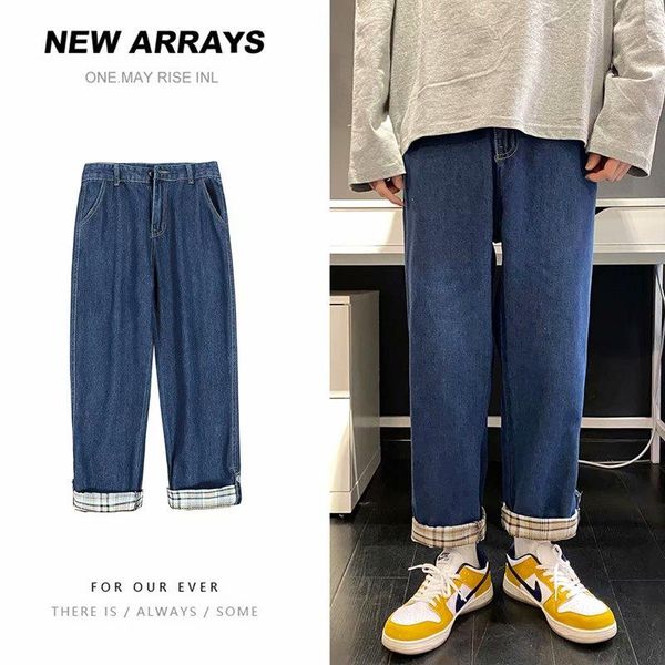 men's jeans for men 2021 straight tube loose hem plaid fashion brand wash casual pants versatile korean trend, Blue
men's jeans for men 2021 straight tube loose hem plaid fashion brand wash casual pants versatile korean trend, Blue