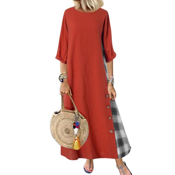 half long-sleeved linen cotton spring autumn dress women casual round neck long maxi dress plus size button-style loose dress, Black;gray
half long-sleeved linen cotton spring autumn dress women casual round neck long maxi dress plus size button-style loose dress, Black;gray