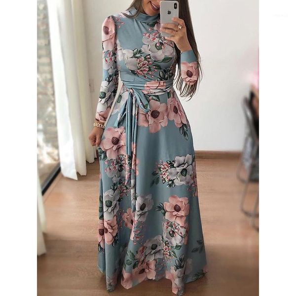 casual dresses winter turtleneck sashes floor length long dress chic american style floral printed women sleeve maxi robe m0188, Black;gray
casual dresses winter turtleneck sashes floor length long dress chic american style floral printed women sleeve maxi robe m0188, Black;gray