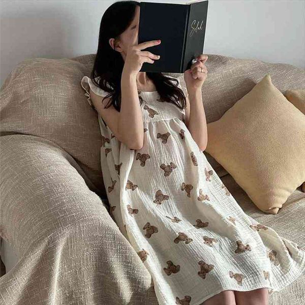 cartoon bear summer nightgown women short sleeve kawaii nightdress sleepwear high waist loose home clothes sleeveless, Black;red
cartoon bear summer nightgown women short sleeve kawaii nightdress sleepwear high waist loose home clothes sleeveless, Black;red