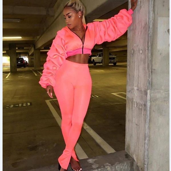 two piece dress pink / army green fashion lady suit loose ruffles puff sleeve crop and slit skinny pants 2 set club outfit dn5096, White
two piece dress pink / army green fashion lady suit loose ruffles puff sleeve crop and slit skinny pants 2 set club outfit dn5096, White