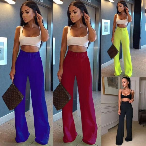 women's pants & capris womens fashion plain wide leg flared lady casual high waist long with belt ladies trousers fluorescence yellow b, Black;white
women's pants & capris womens fashion plain wide leg flared lady casual high waist long with belt ladies trousers fluorescence yellow b, Black;white