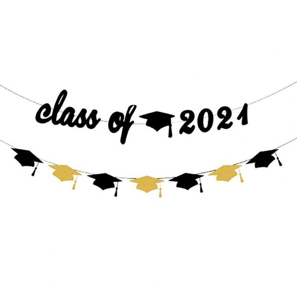 party decoration 2pcs/set banners decorative trencher cap pattern paper exquisite golden black letter design hanging flags for graduation
party decoration 2pcs/set banners decorative trencher cap pattern paper exquisite golden black letter design hanging flags for graduation