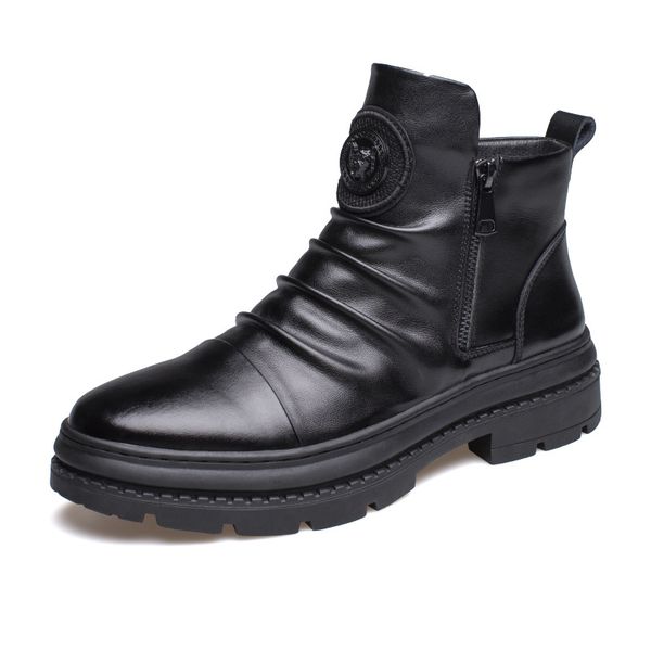 men's martin boots 2021 autumn winter new high-british motorcycle leather boots soft men's thick-soled trend chelsea boots, Black
men's martin boots 2021 autumn winter new high-british motorcycle leather boots soft men's thick-soled trend chelsea boots, Black
