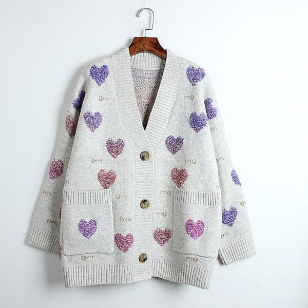 women's knits & tees medium length oversized love sweater coat t autumn and winter lazy loose gold thread knitted cardigan, White
women's knits & tees medium length oversized love sweater coat t autumn and winter lazy loose gold thread knitted cardigan, White