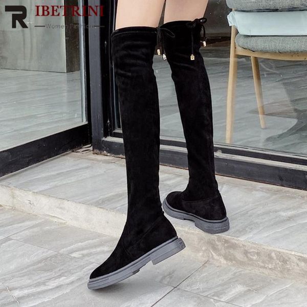 boots ribetrini women elegant solid flock high shoes classic autumn knee low heel platform, Black
boots ribetrini women elegant solid flock high shoes classic autumn knee low heel platform, Black