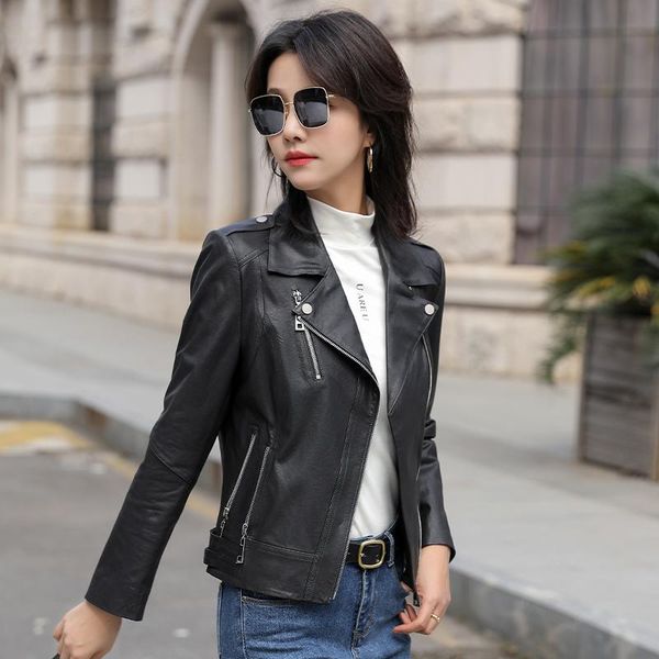 women's leather & faux 100% genuine jacket women short sheepskin coat female korean style clothes spring autumn 2021 cuero genuino pph3, Black
women's leather & faux 100% genuine jacket women short sheepskin coat female korean style clothes spring autumn 2021 cuero genuino pph3, Black