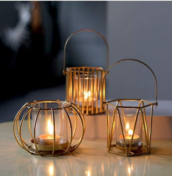 hollow out metal candlestick household candle holder container deskdecor for living room bedroom