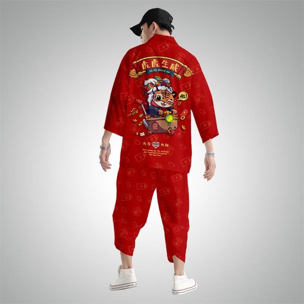 ethnic clothing chinese style kimono streetwear men red tiger print cardigan robe asian jacket and pant suit
ethnic clothing chinese style kimono streetwear men red tiger print cardigan robe asian jacket and pant suit