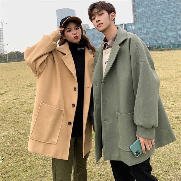 men's wool & blends lovers mid-length woolen coat men women winter clothing casual loose thick overcoat mens trendy windbreaker, Black
men's wool & blends lovers mid-length woolen coat men women winter clothing casual loose thick overcoat mens trendy windbreaker, Black