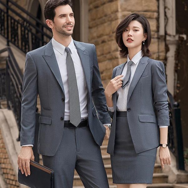 two piece dress suit female korean version men and women's business interview work, White
two piece dress suit female korean version men and women's business interview work, White