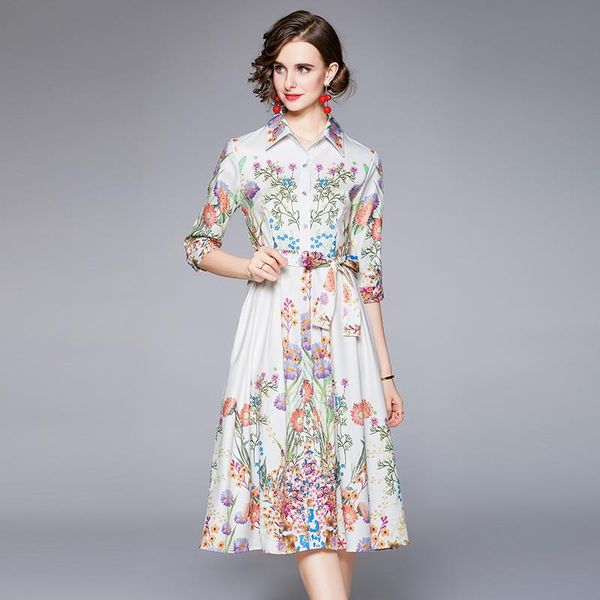 casual dresses fashion runway summer vintage party dress women turn-down collar 3/4 sleeve single-breasted print high waist midi, Black;gray
casual dresses fashion runway summer vintage party dress women turn-down collar 3/4 sleeve single-breasted print high waist midi, Black;gray