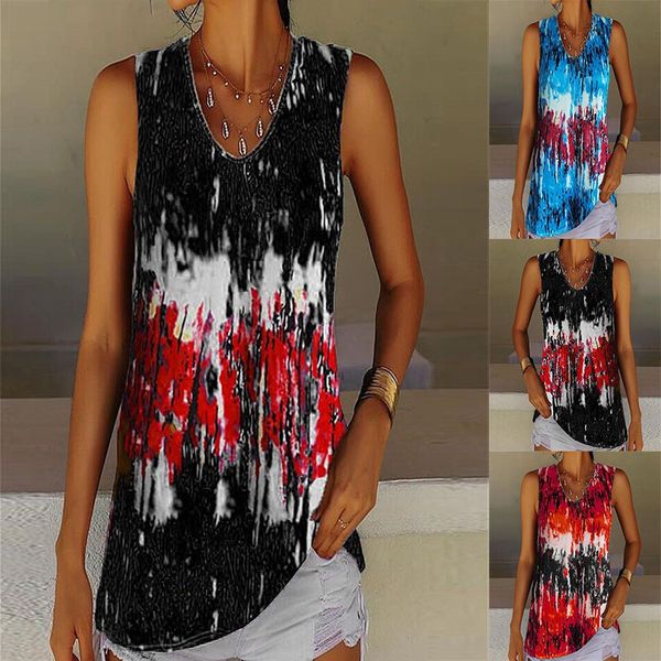 2021 new european and american women's wear summer street trendsetter loose sleeveless tie dye printed vest, White
2021 new european and american women's wear summer street trendsetter loose sleeveless tie dye printed vest, White