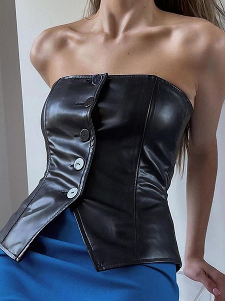 women's tanks & camis weird puss leather women corset strapless button sleeveless skinny stretchy fashion chic elegant streetwear wild, White
women's tanks & camis weird puss leather women corset strapless button sleeveless skinny stretchy fashion chic elegant streetwear wild, White