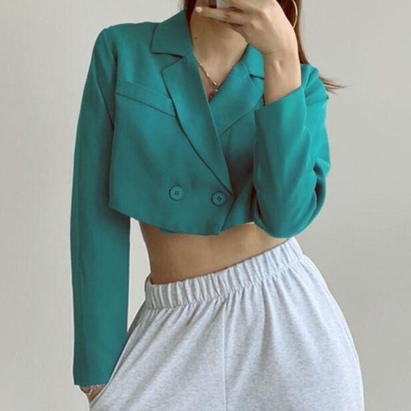 women's suits & blazers lady notched collar cropped blazer vintage women 2 buttons long sleeve high waist suit cool girl coat outwear, White;black
women's suits & blazers lady notched collar cropped blazer vintage women 2 buttons long sleeve high waist suit cool girl coat outwear, White;black