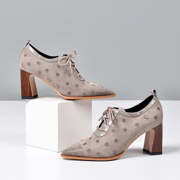 dress shoes kid suede lace up high heels woman pointed toe special fabric wood pumps women 2021 elegant party, Black
dress shoes kid suede lace up high heels woman pointed toe special fabric wood pumps women 2021 elegant party, Black
