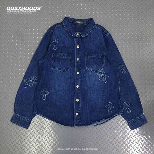 special three dimensional cloth cross denim jacket loose shoulder men's long sleeve shirt coat, Black
special three dimensional cloth cross denim jacket loose shoulder men's long sleeve shirt coat, Black