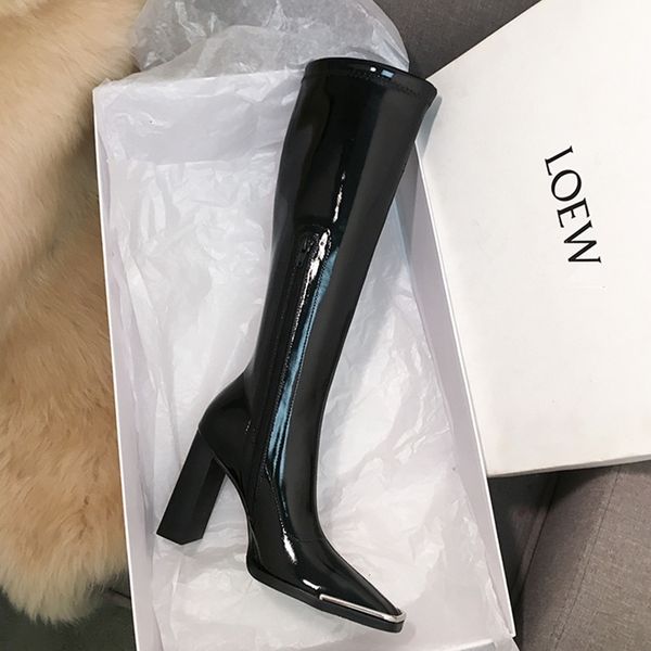 dress shoes kendall style women motorcyle boots fashion square toe knee high autumn winter warm patent leather high heels shoes dj, Black
dress shoes kendall style women motorcyle boots fashion square toe knee high autumn winter warm patent leather high heels shoes dj, Black