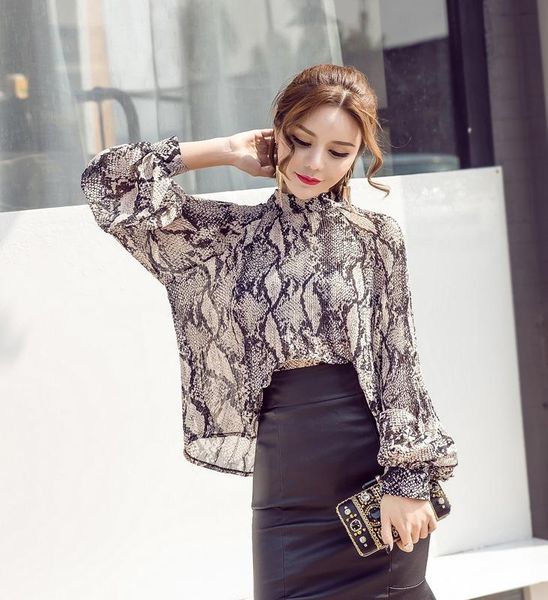 women's blouses & shirts women autumn spring fashion long sleeve stand collar loose palazzo snake skin print pleated chiffon blouse shi, White
women's blouses & shirts women autumn spring fashion long sleeve stand collar loose palazzo snake skin print pleated chiffon blouse shi, White