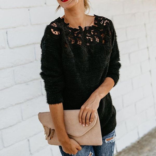 women's sweaters autumn women simple lace solid color o-neck long sweater sleeve knitting pulloversr drop, White;black
women's sweaters autumn women simple lace solid color o-neck long sweater sleeve knitting pulloversr drop, White;black