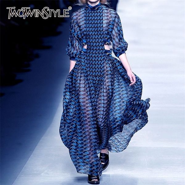 twotwinstyle summer print dress for women stand collar long sleeve high waist hollow out midi dresses female fashion new 210309, Black;gray
twotwinstyle summer print dress for women stand collar long sleeve high waist hollow out midi dresses female fashion new 210309, Black;gray