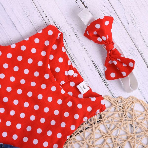 three suit women's dot piece vest denim shorts dress spring and summer children's wear
three suit women's dot piece vest denim shorts dress spring and summer children's wear