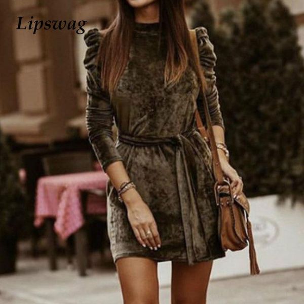 ladies velvet elegant puff long sleeve party dress 2021 autumn casual warm solid color dresses vintage slim mini dress belt s-xl, Black;gray
ladies velvet elegant puff long sleeve party dress 2021 autumn casual warm solid color dresses vintage slim mini dress belt s-xl, Black;gray