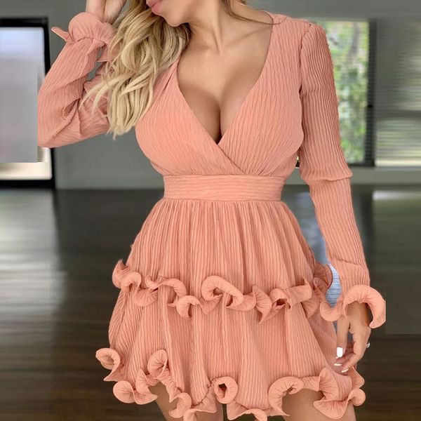 dress for women new deep v long sleeve dress autumn spring casual solid pleated elegant night club party dress 2021, White
dress for women new deep v long sleeve dress autumn spring casual solid pleated elegant night club party dress 2021, White