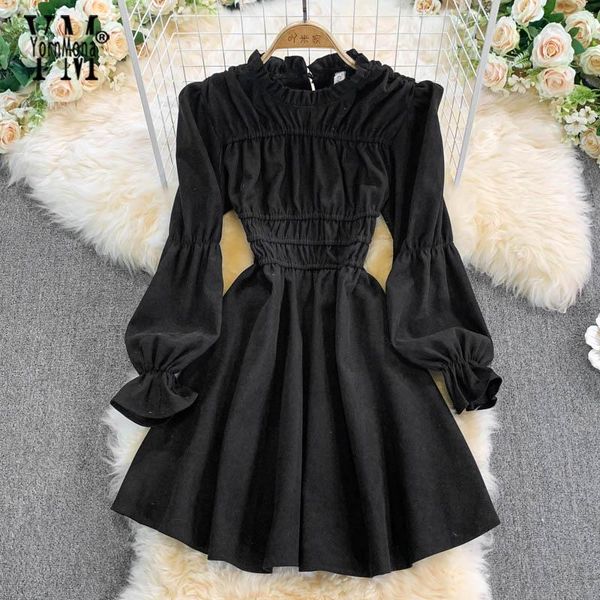 casual dresses yornmona vintage black fairy mini dress women elegant folds a-line short autumn winter corduroy korean vestidos, Black;gray
casual dresses yornmona vintage black fairy mini dress women elegant folds a-line short autumn winter corduroy korean vestidos, Black;gray