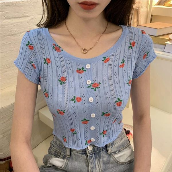women o-neck short sleeve flower hollow out thin cropped t-shirts girls knit buttons elastic sweet floral tshirt tees crop, White
women o-neck short sleeve flower hollow out thin cropped t-shirts girls knit buttons elastic sweet floral tshirt tees crop, White